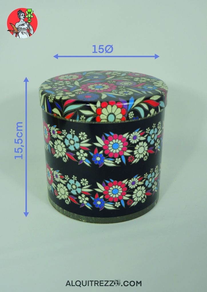CAJA METÁLICA NEGRA FLORES