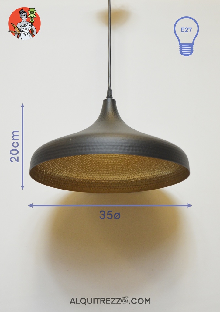 LÁMPARA DE TECHO NEGRA Y DORADA METAL